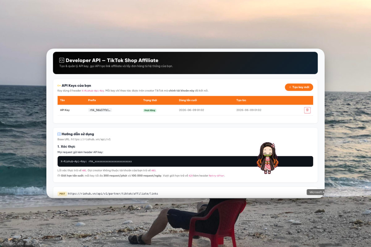 Tạo link TikTok Affiliate nhận hoa hồng screenshot