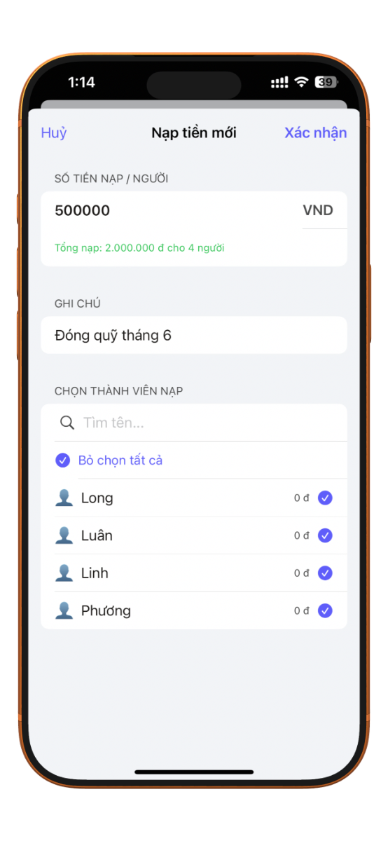 TeamFund: Quản lý quỹ nhóm screenshot