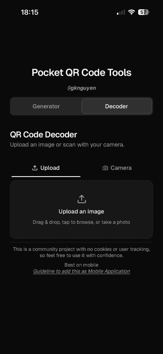 Pocket QR Code Tools screenshot