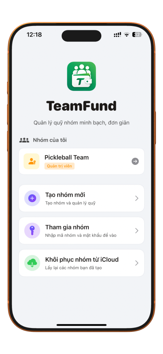 TeamFund: Quản lý quỹ nhóm screenshot