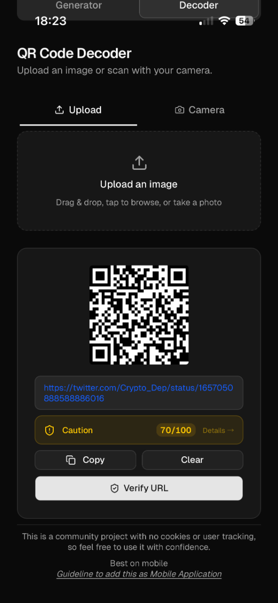 Pocket QR Code Tools screenshot