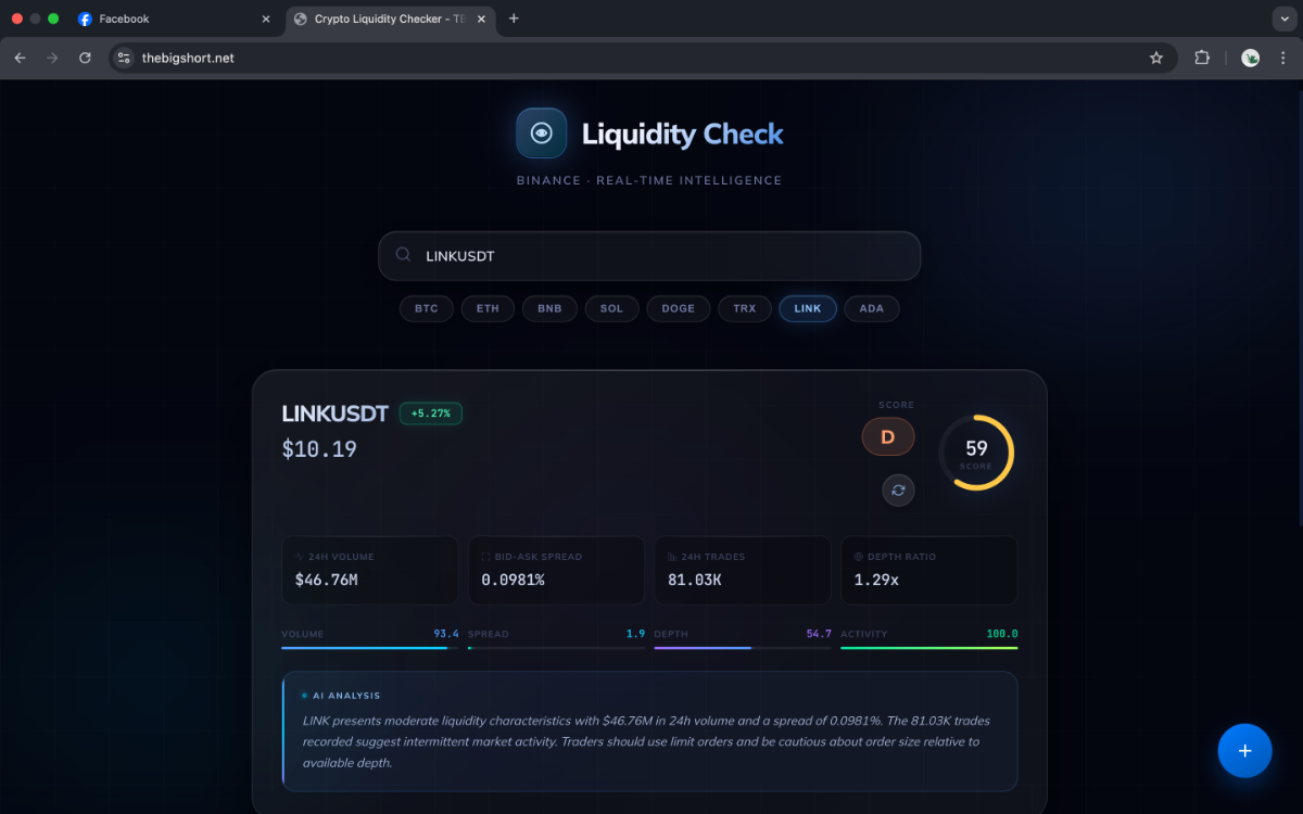 Crypto Liquidity Checker screenshot
