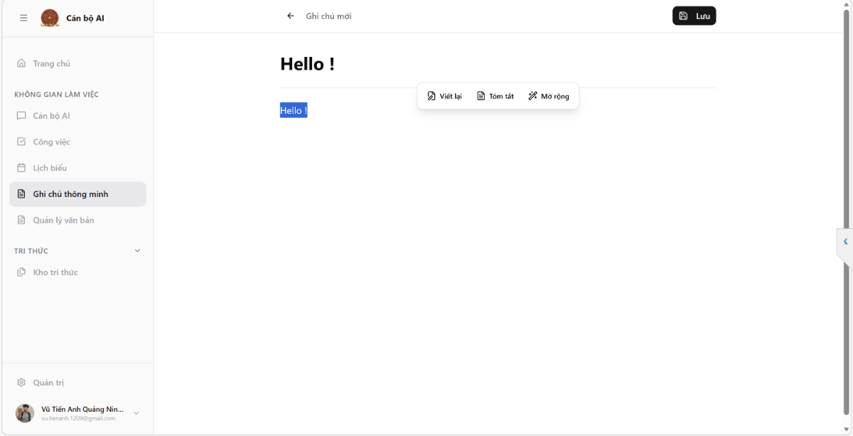 Cán bộ AI screenshot