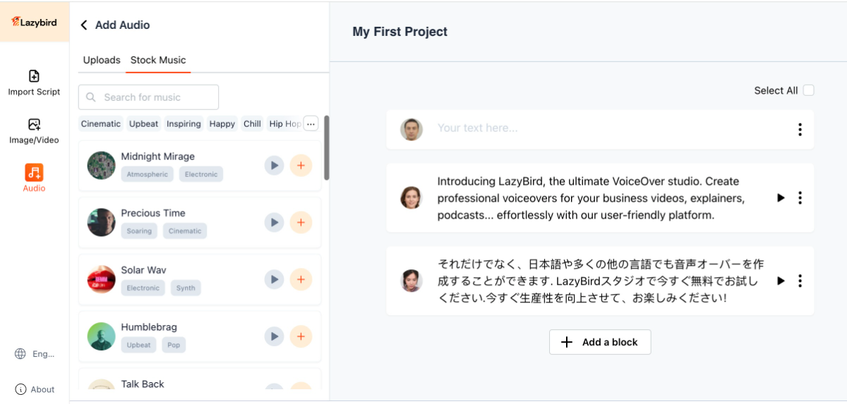 Lazybird Voice Studio screenshot