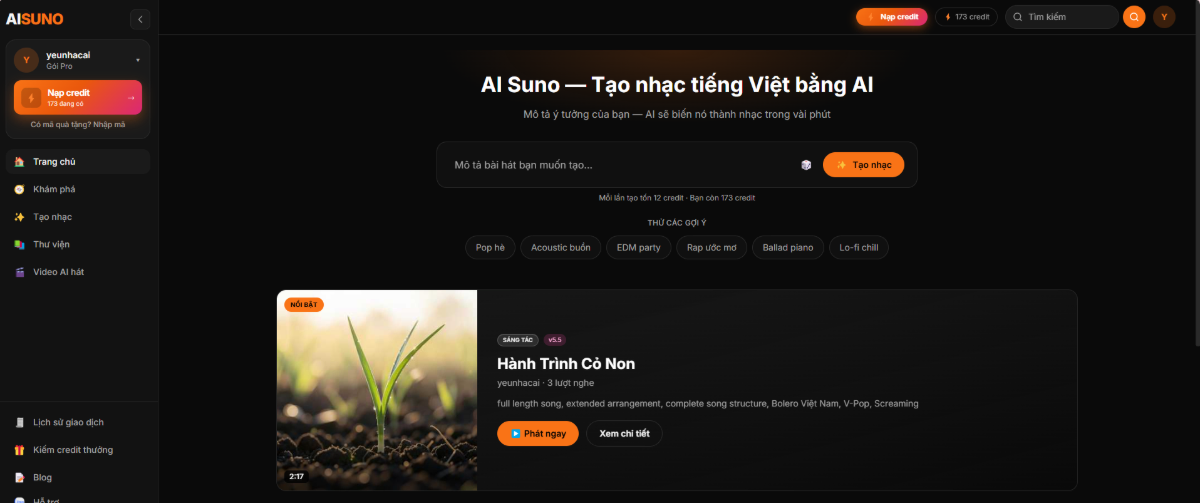 AI SUNO screenshot