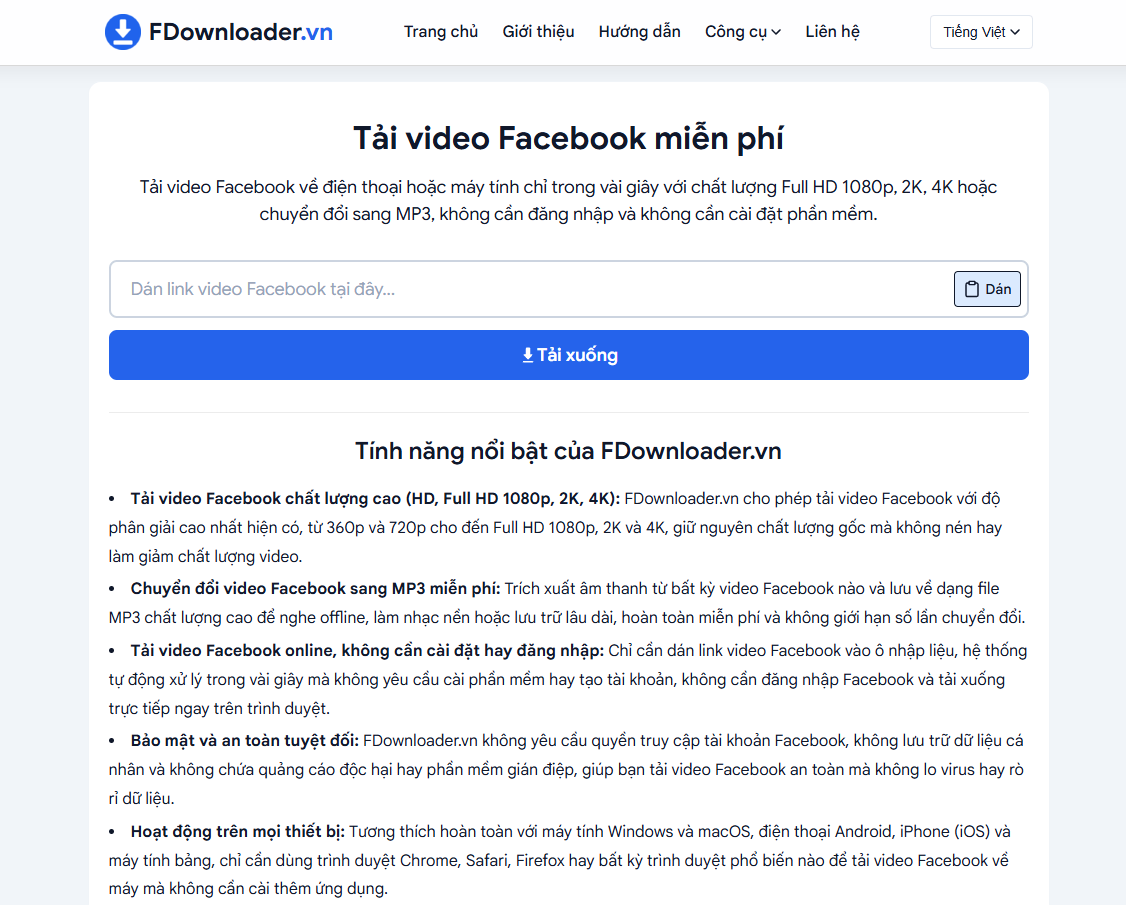 FDownloader.vn | Tải video Facebook screenshot