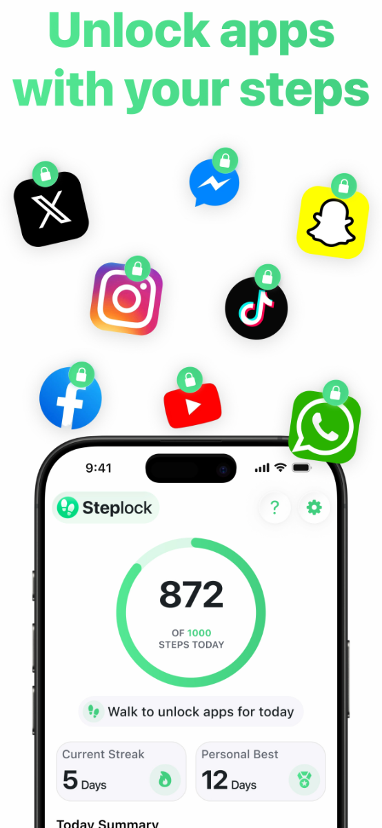StepLock: Đi bộ để mở khóa apps screenshot