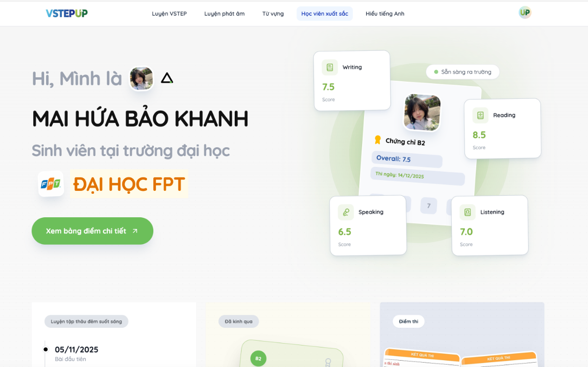 VSTEPUP luyện VSTEP 4 kỹ năng screenshot