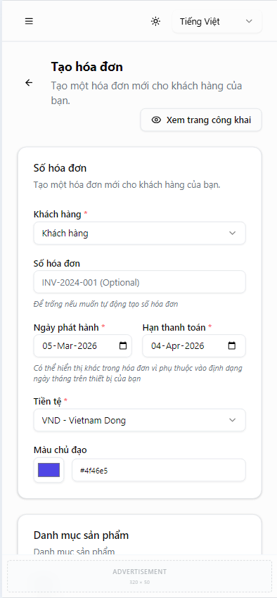 ASFB Invoice screenshot