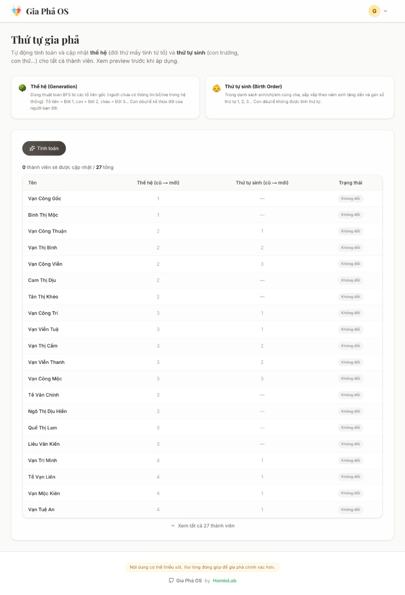 Gia Phả OS (Gia Phả Open Source) screenshot
