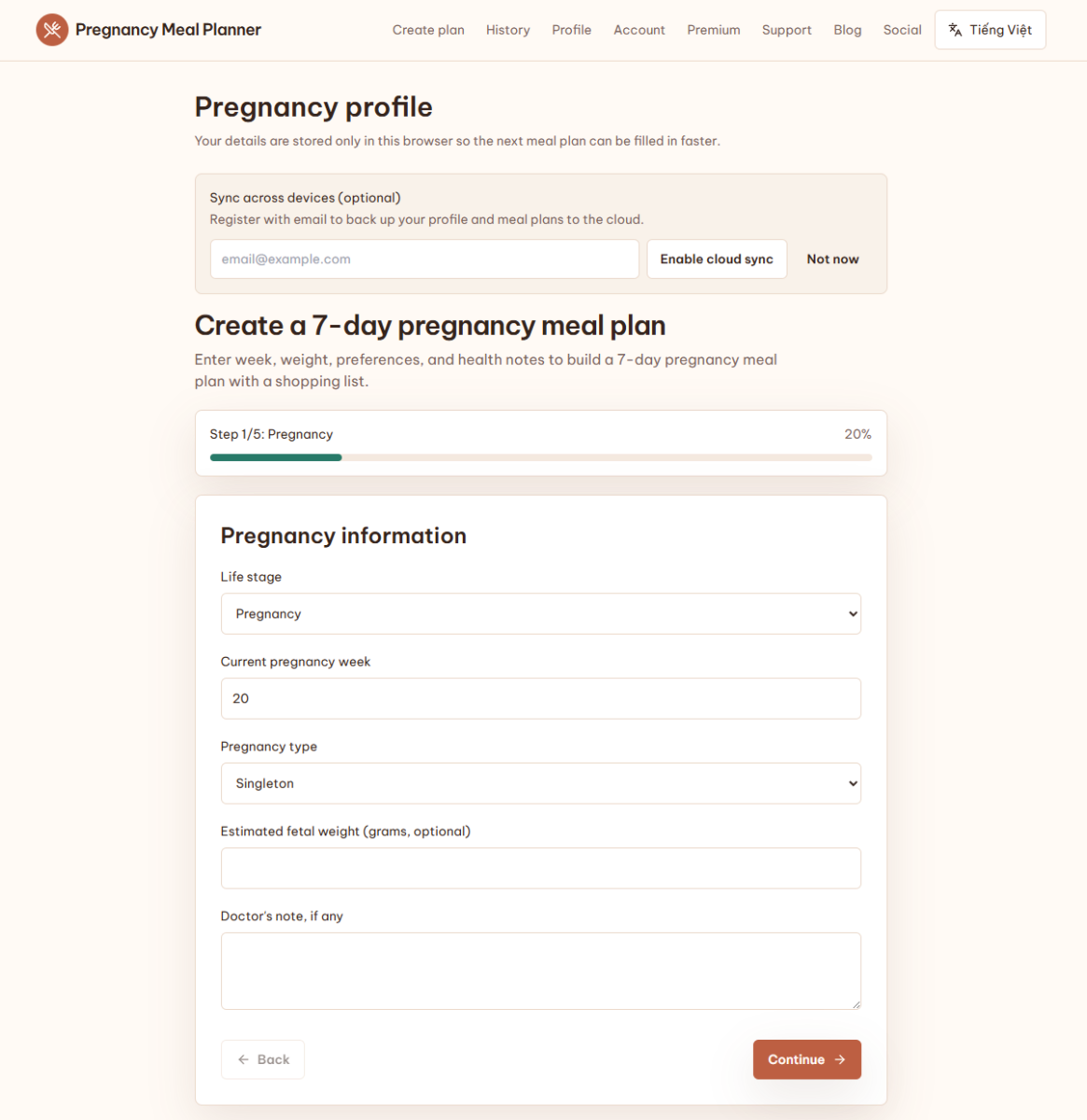 Pregnancy Meal Planner screenshot