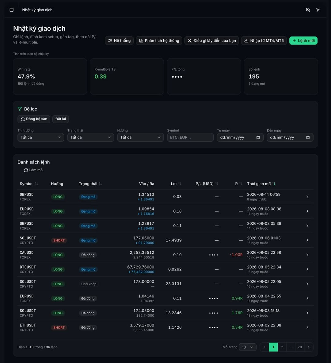 Nhật Ký Trade screenshot
