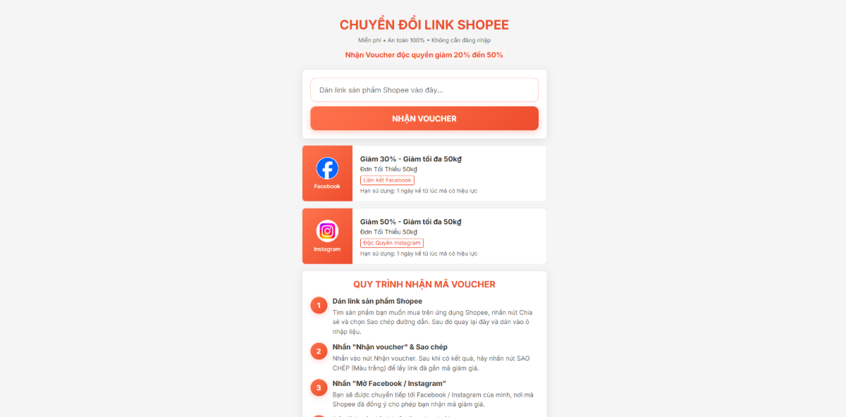 Công Cụ Tạo Trang Chuyển Đổi Link Shopee screenshot