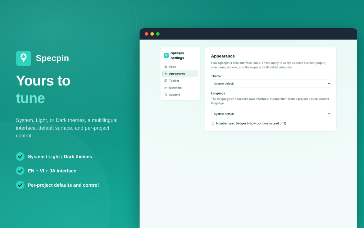 Specpin screenshot