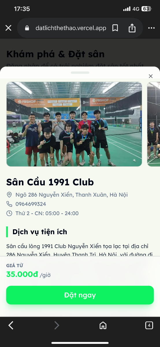 Hệ thống đặt sân thể thao chuyên nghiệp screenshot