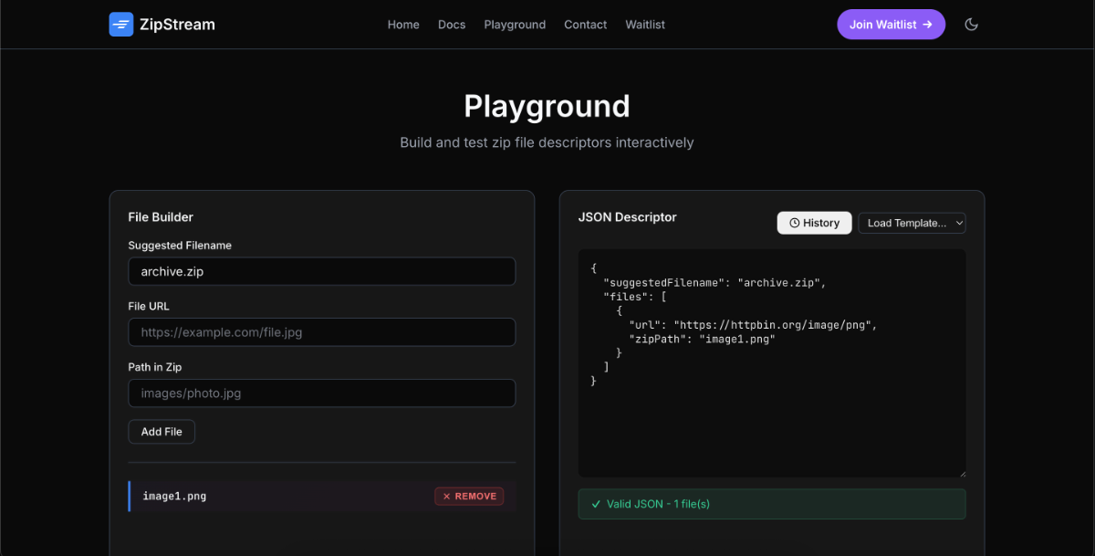 ZipStream screenshot