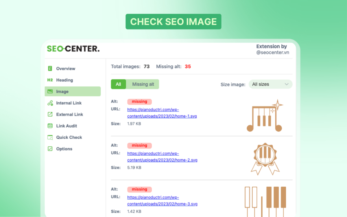 SEO CENTER Extension screenshot