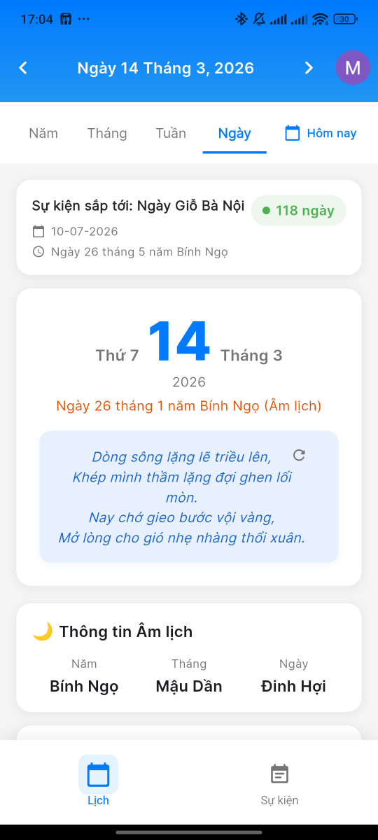 Nhắc Nhở Lịch Âm screenshot