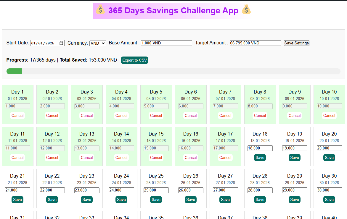 Thử Thách Tiết Kiệm 365 Ngày screenshot