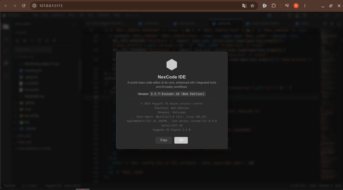 NexCode IDE screenshot
