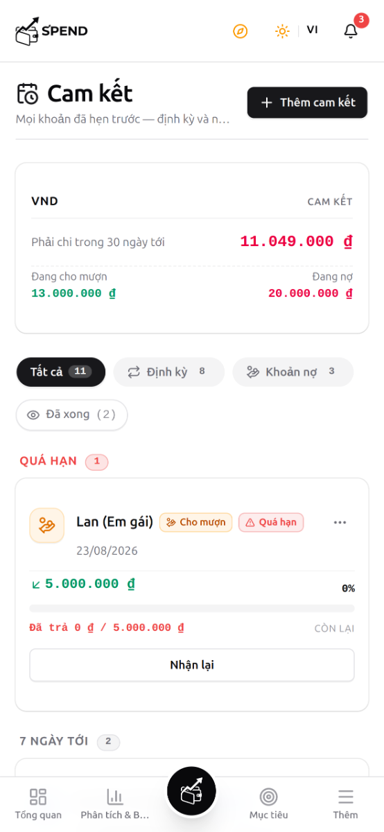 Spend screenshot
