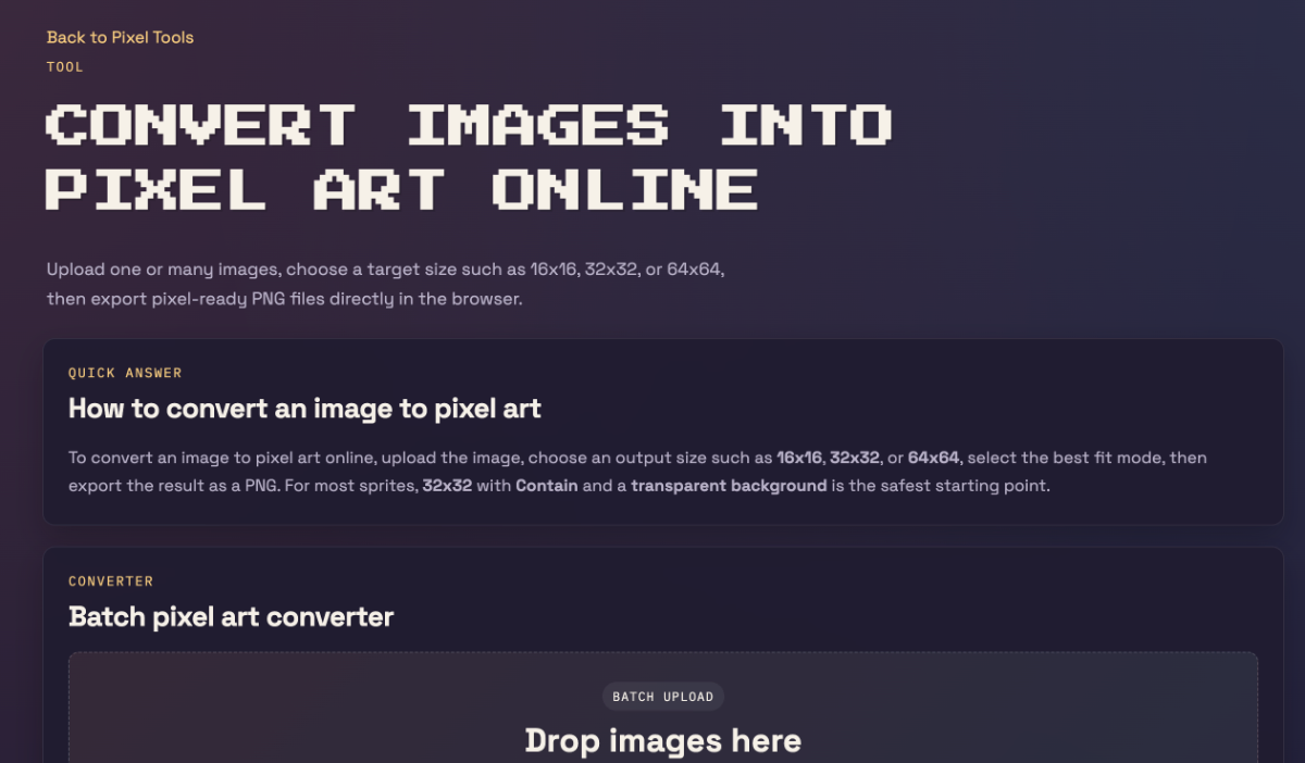Free Pixel Art Converter, Spritesheet Ge screenshot