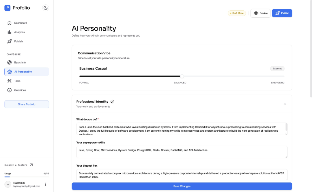 Profolio AI screenshot