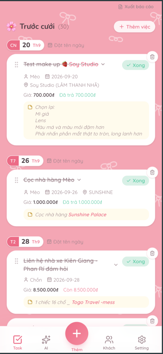 Wedding planner screenshot