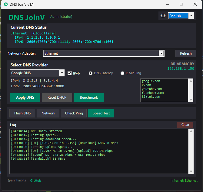 DNS JoinV screenshot