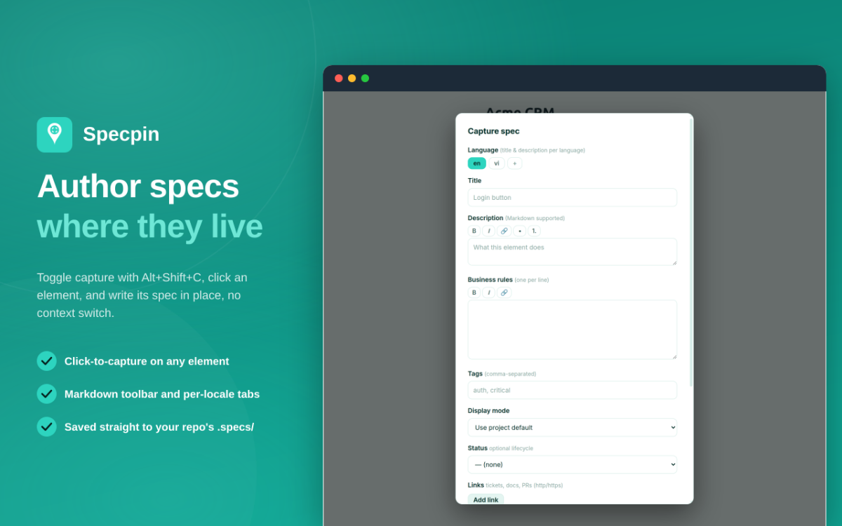 Specpin screenshot