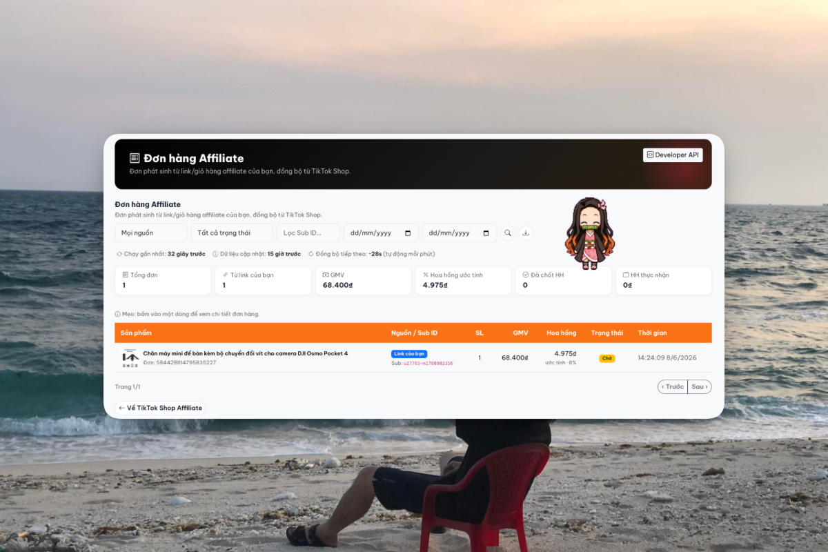 Tạo link TikTok Affiliate nhận hoa hồng screenshot