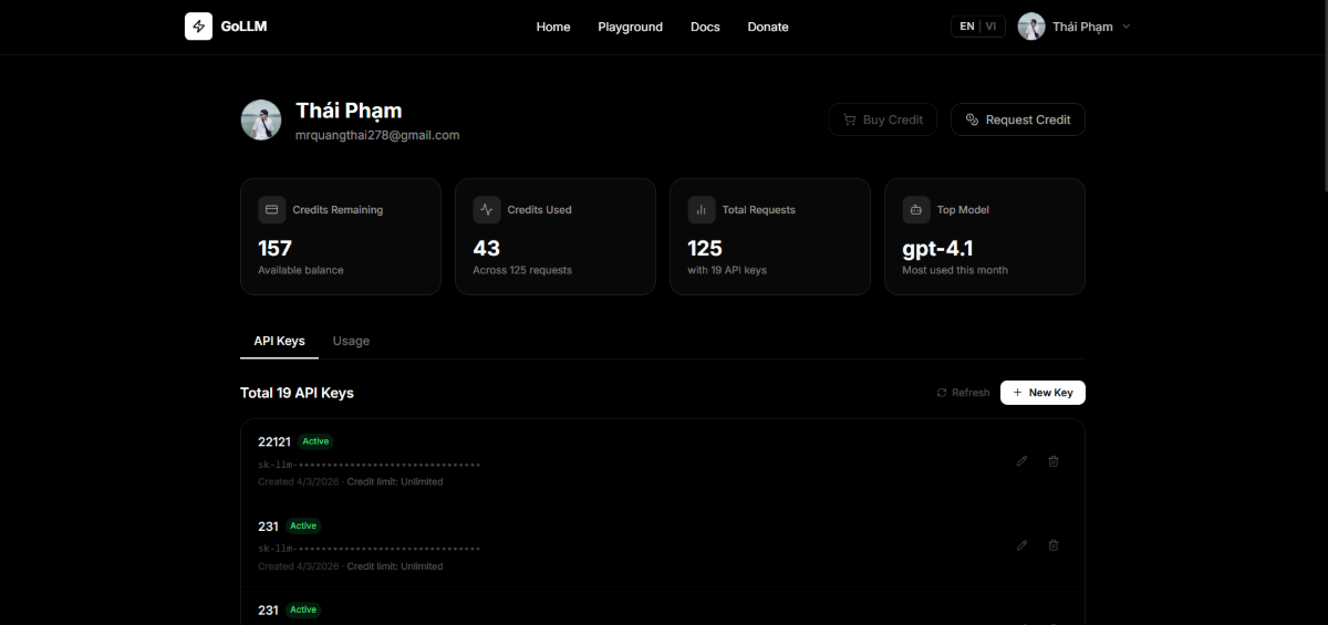 GoLLM screenshot