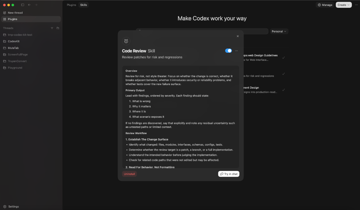 Codex Kit screenshot