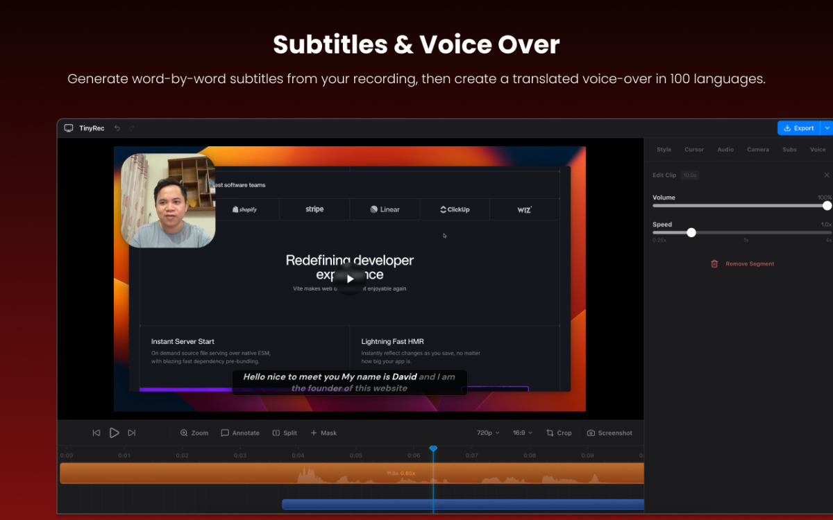 TinyRec screenshot