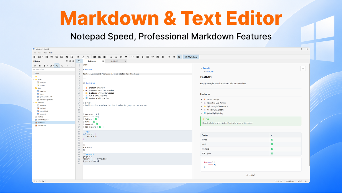 FastMD: Markdown and Text Editor screenshot