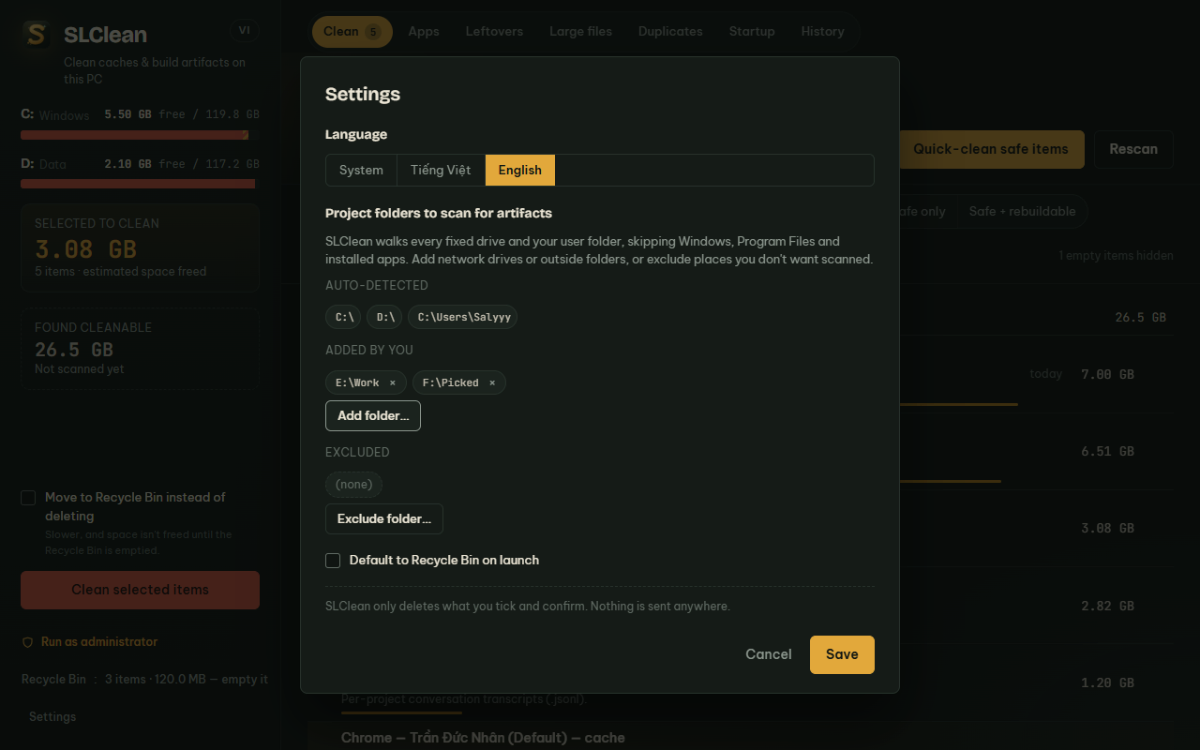 SLClean screenshot