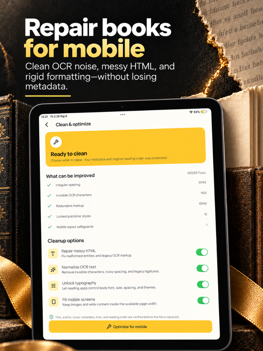 EpubTidy: EPUB Editor & Repair App screenshot
