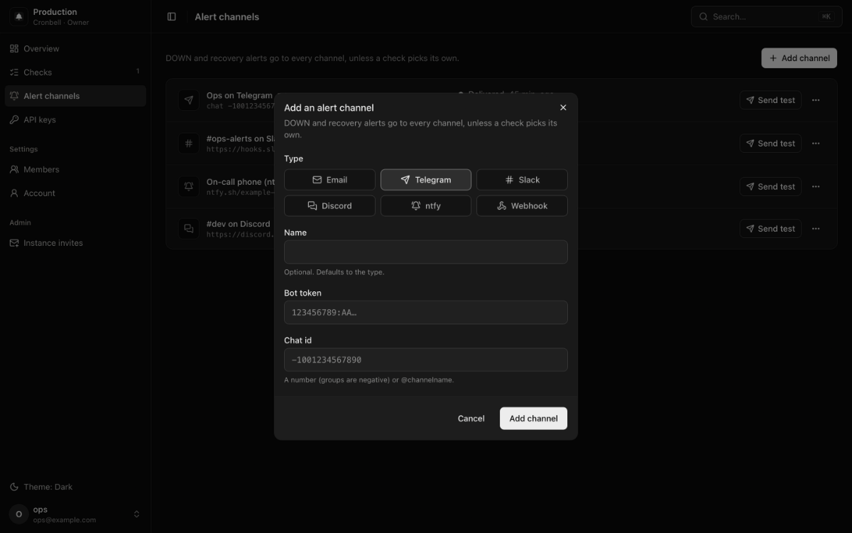 Cronbell screenshot