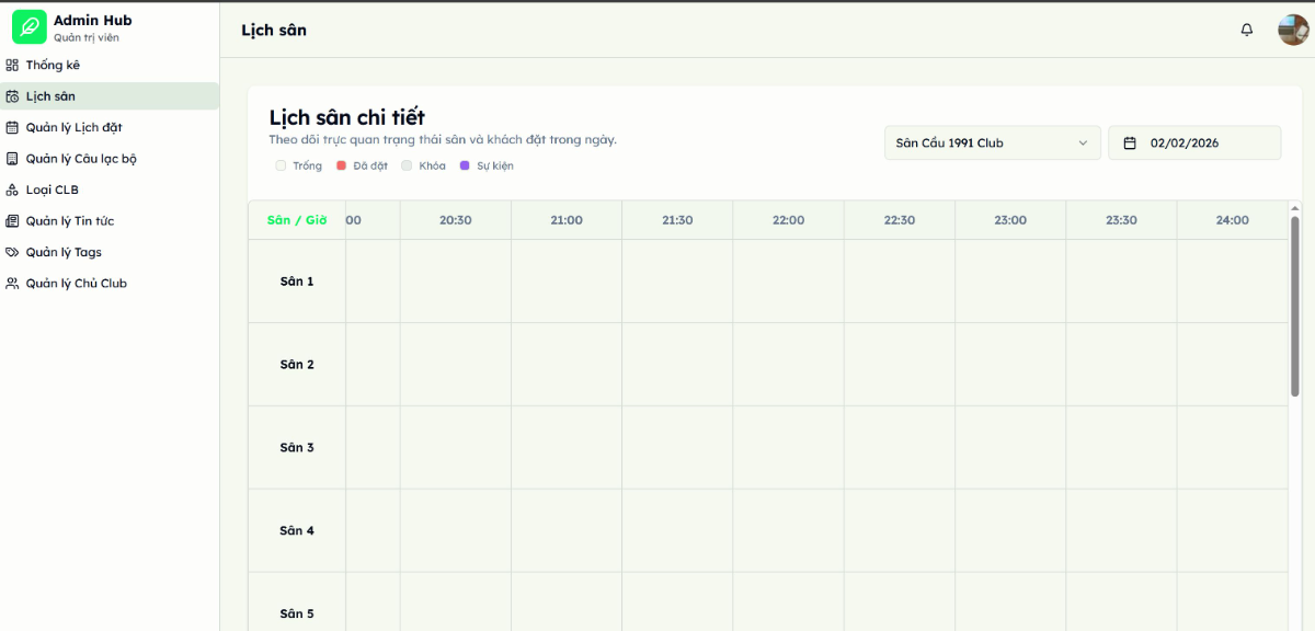 Hệ thống đặt sân thể thao chuyên nghiệp screenshot