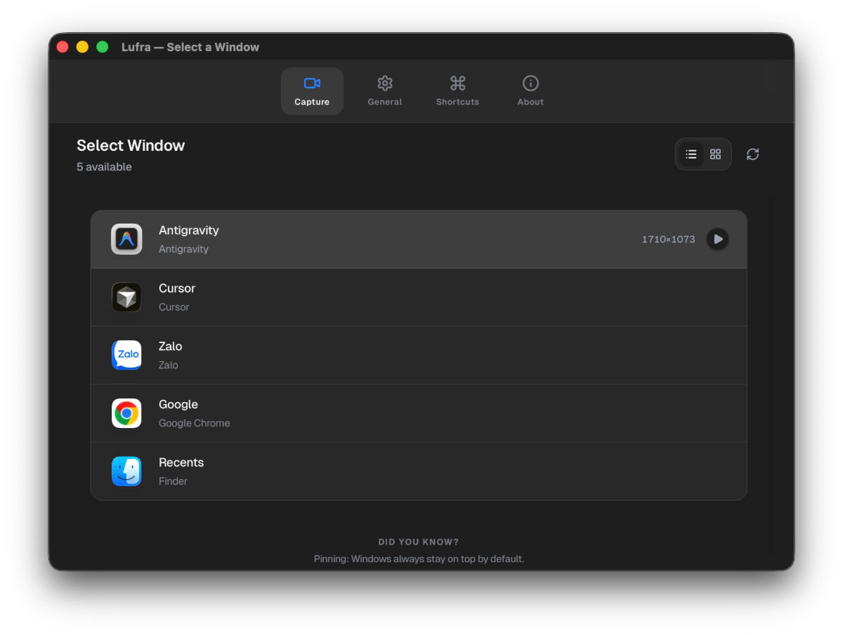 Lufra screenshot