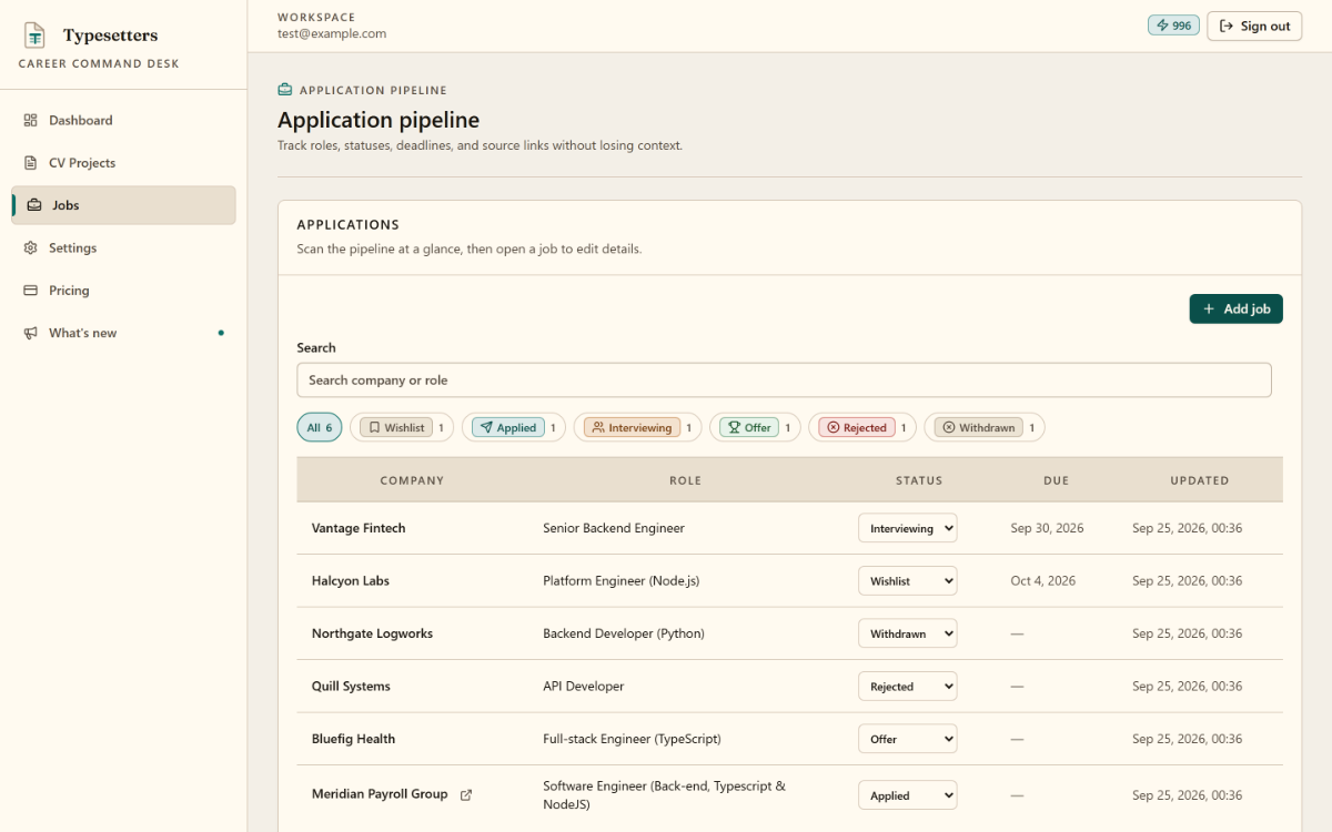 Typesetters screenshot