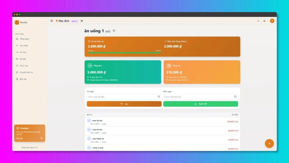 Quản Lý Thu Chi screenshot