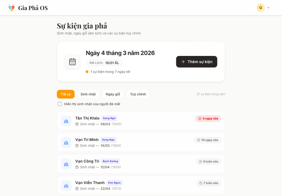Gia Phả OS (Gia Phả Open Source) screenshot