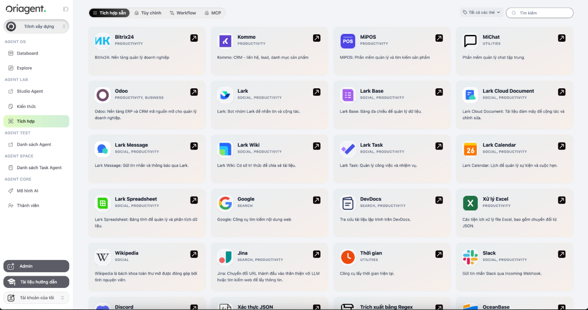 Oriagent screenshot