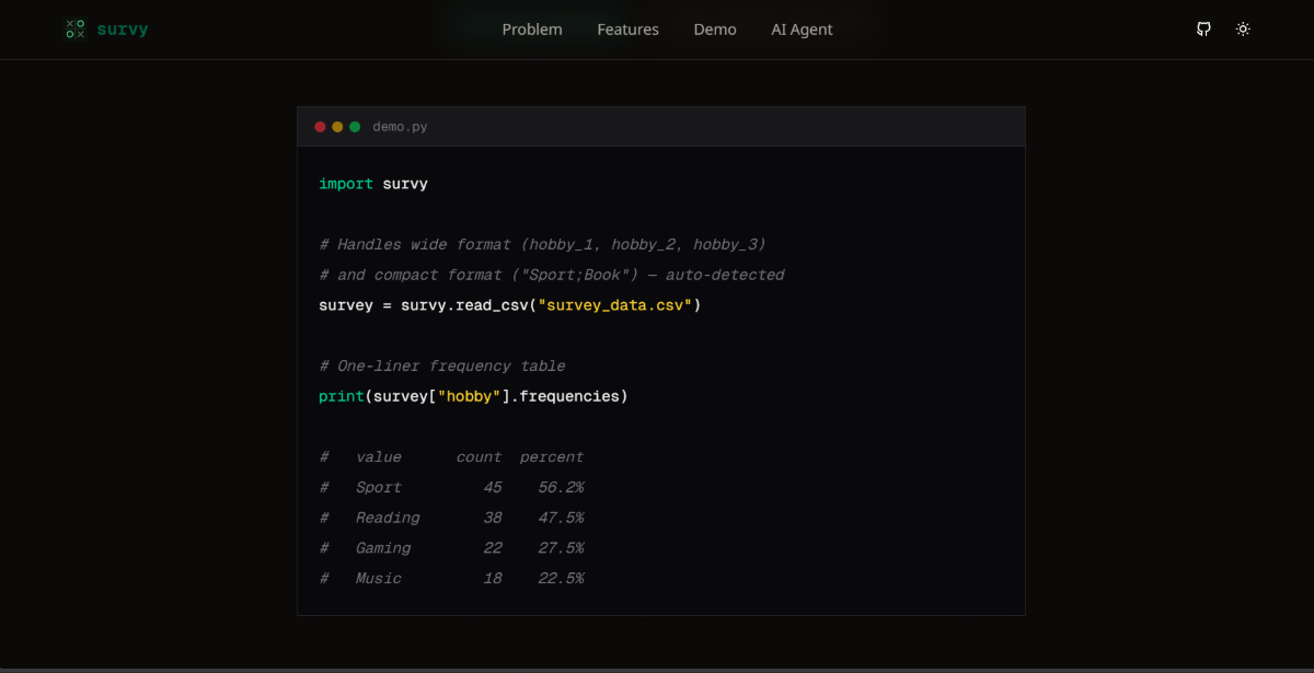 survy screenshot
