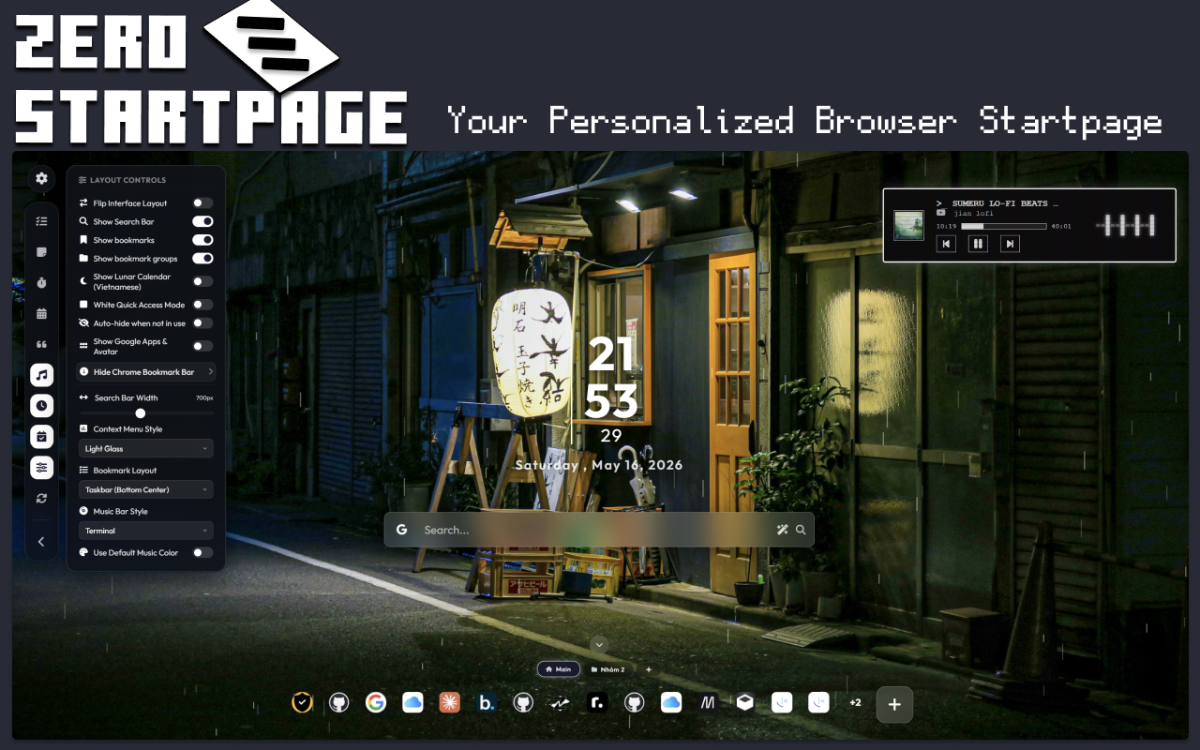 Zero Startpage screenshot