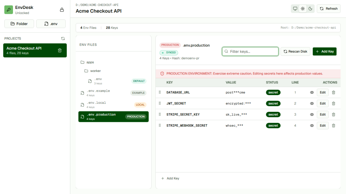 EnvDesk screenshot