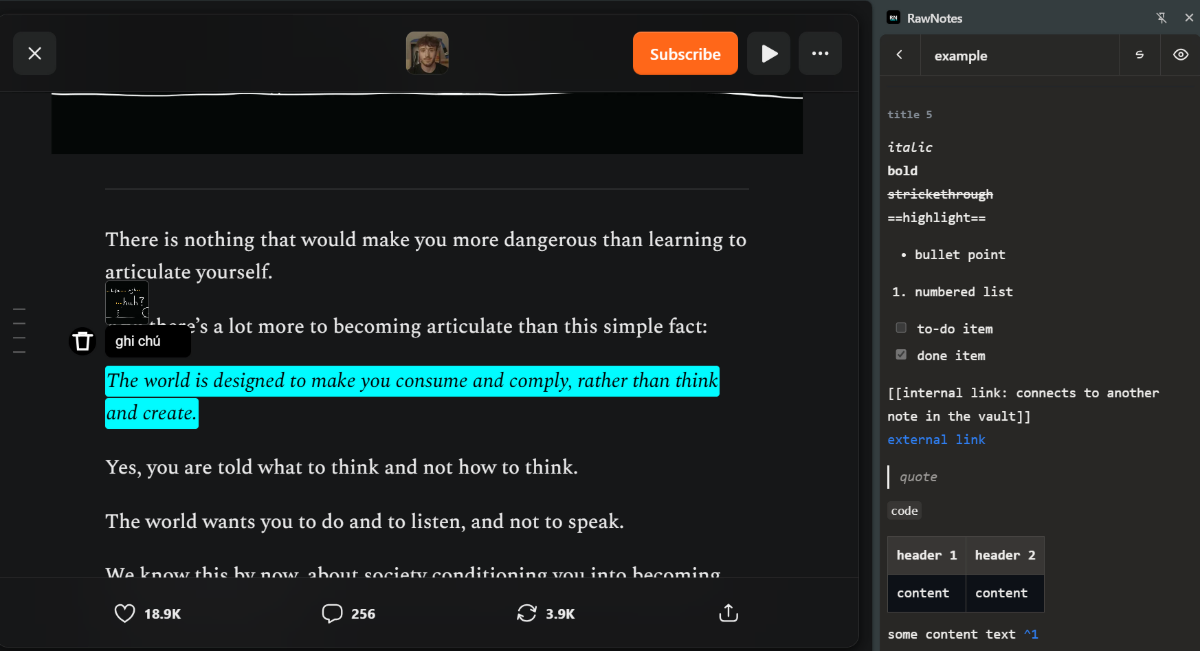 RawNotes screenshot