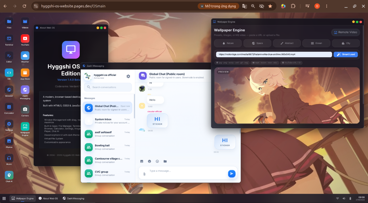 Hyggshi OS Web Edition screenshot