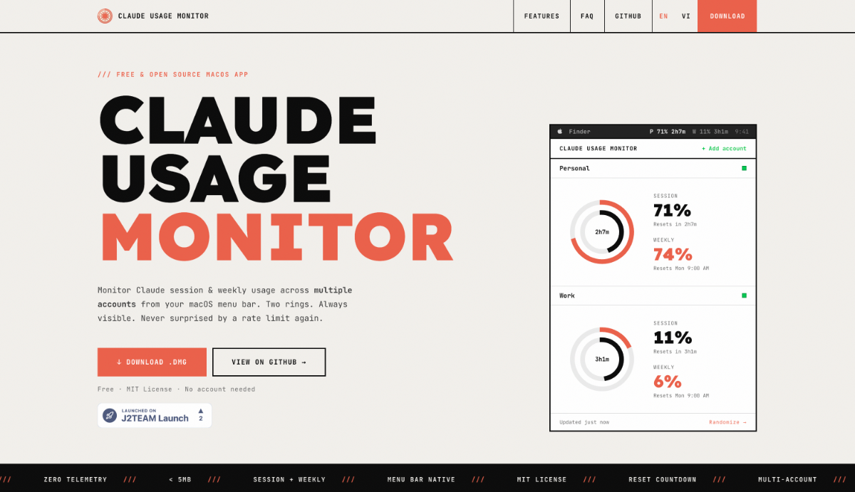 Claude Usage Monitor screenshot